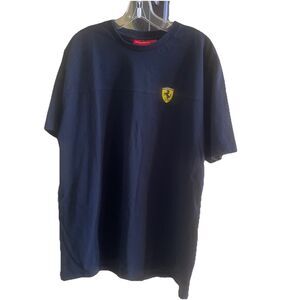Mens Ferrari Embroidered Shirt Black Size XL